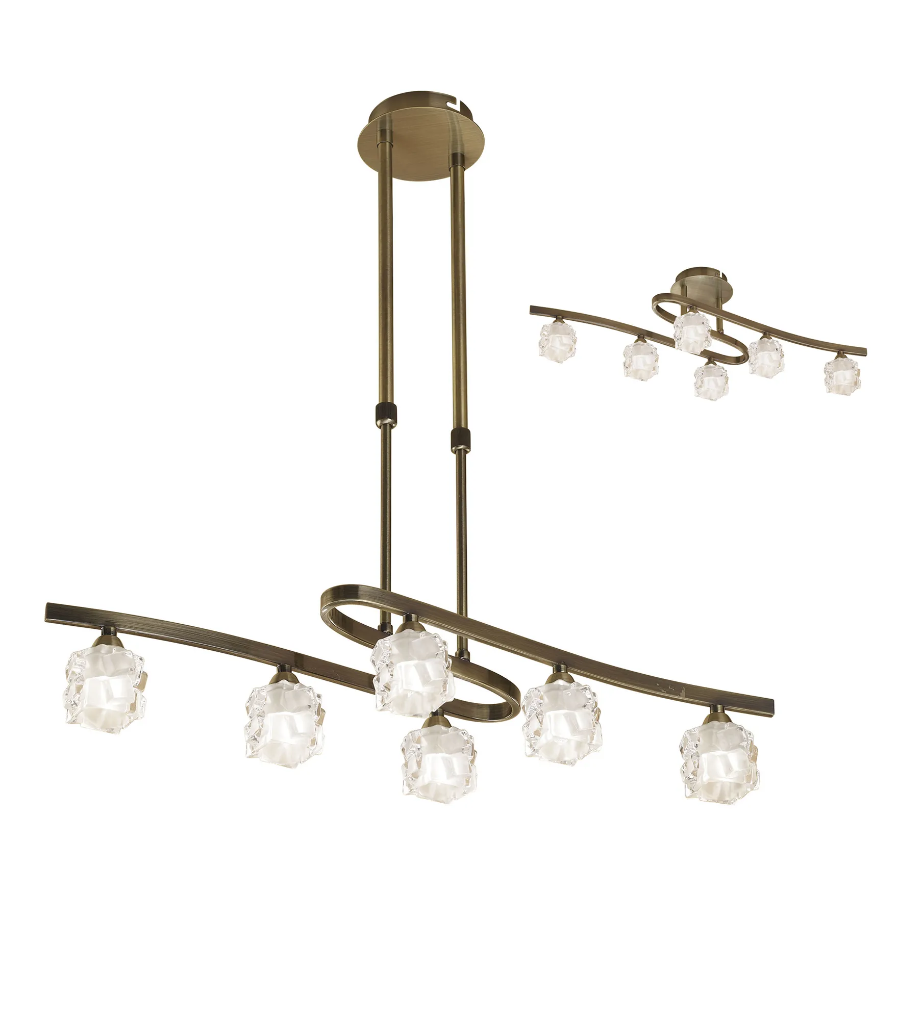 M1861  Ice AB Rectangular Telescopic Pendant 6 Light